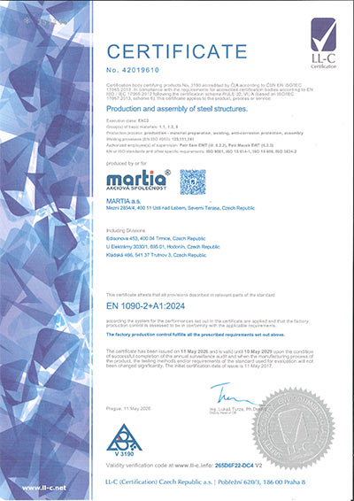 Certifikát ISO EN 1090 2024 (ENG)