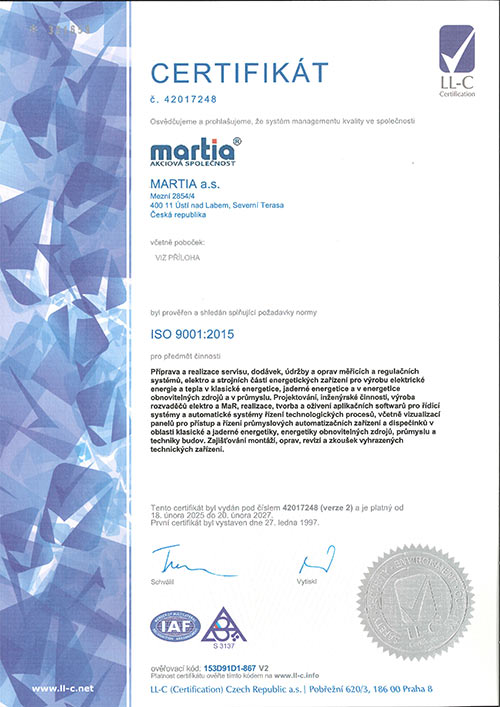 Certifikát ISO 9001 (CZE)